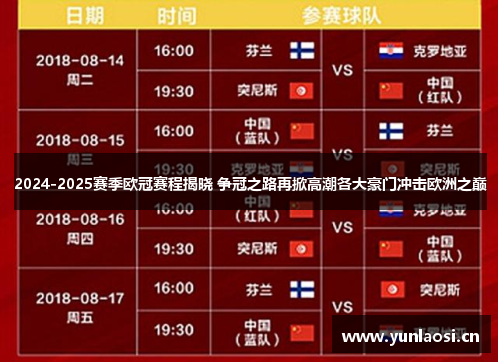 2024-2025赛季欧冠赛程揭晓 争冠之路再掀高潮各大豪门冲击欧洲之巅